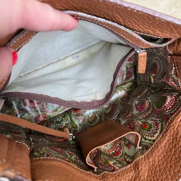 Dooney & Bourke pebbled camel leather square bag purse - Picture 7 of 13